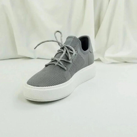 J Slides Women's Lace Up Mesh Fabric Embellished Heel Logo Gray Fashion Sneakers - Picture 10 of 12